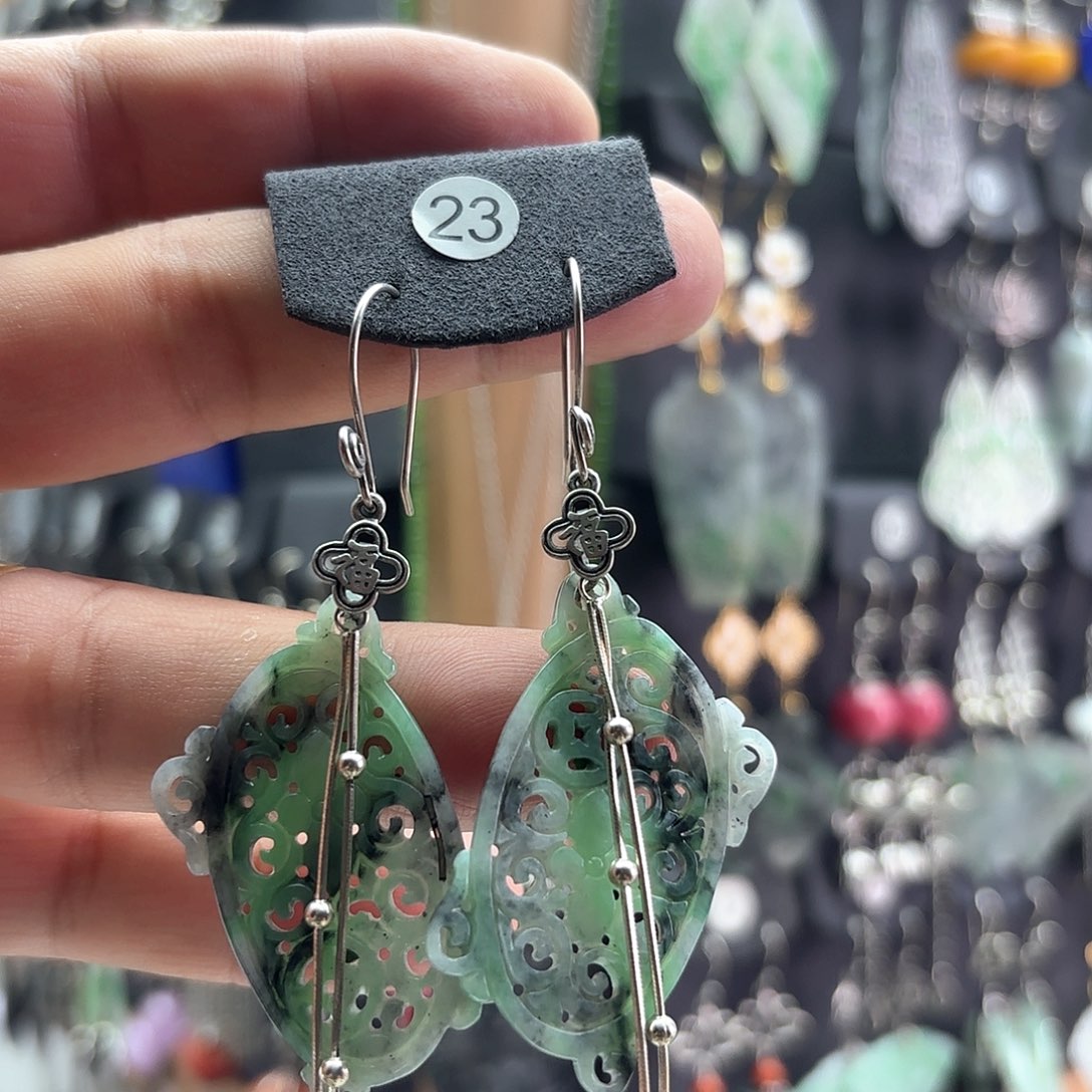 翡翠银S925镶嵌耳饰佛*