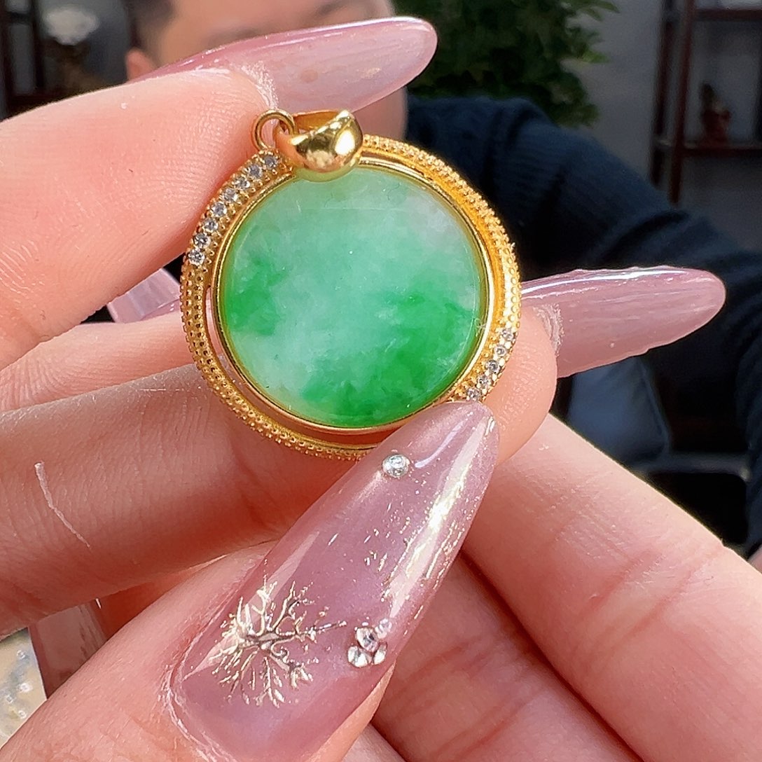 翡翠吊坠(不含链)银S925镶嵌吊坠67