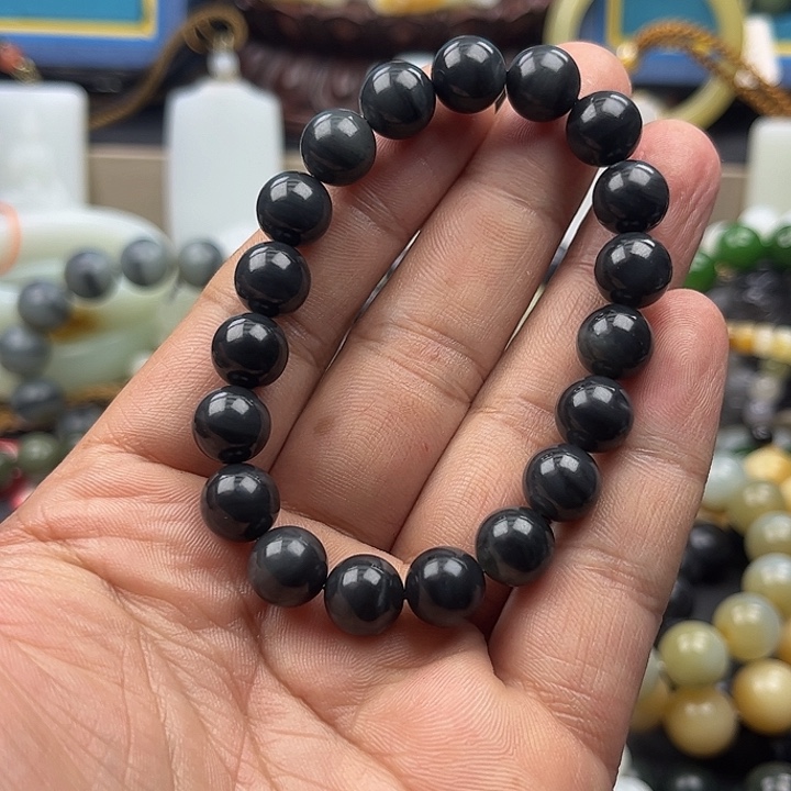 和田玉手串未镶嵌下*雨