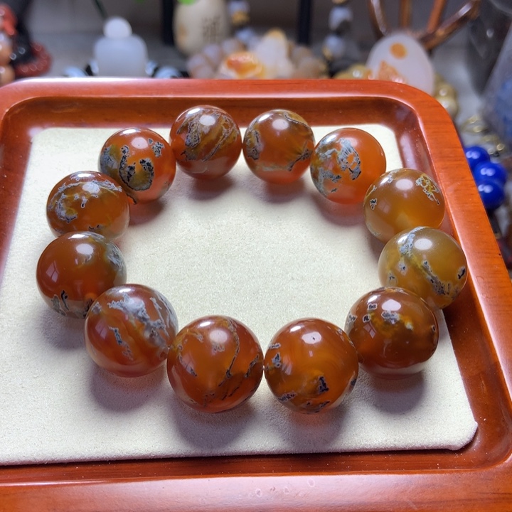 玛瑙/玉髓手串未镶嵌红油水草