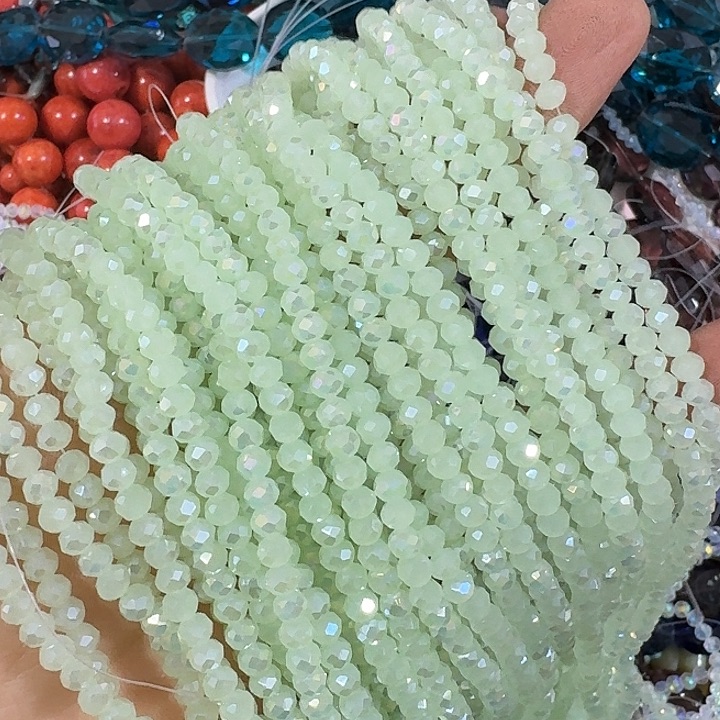 玛瑙/玉髓合金珠宝半成品10条4mm浅绿