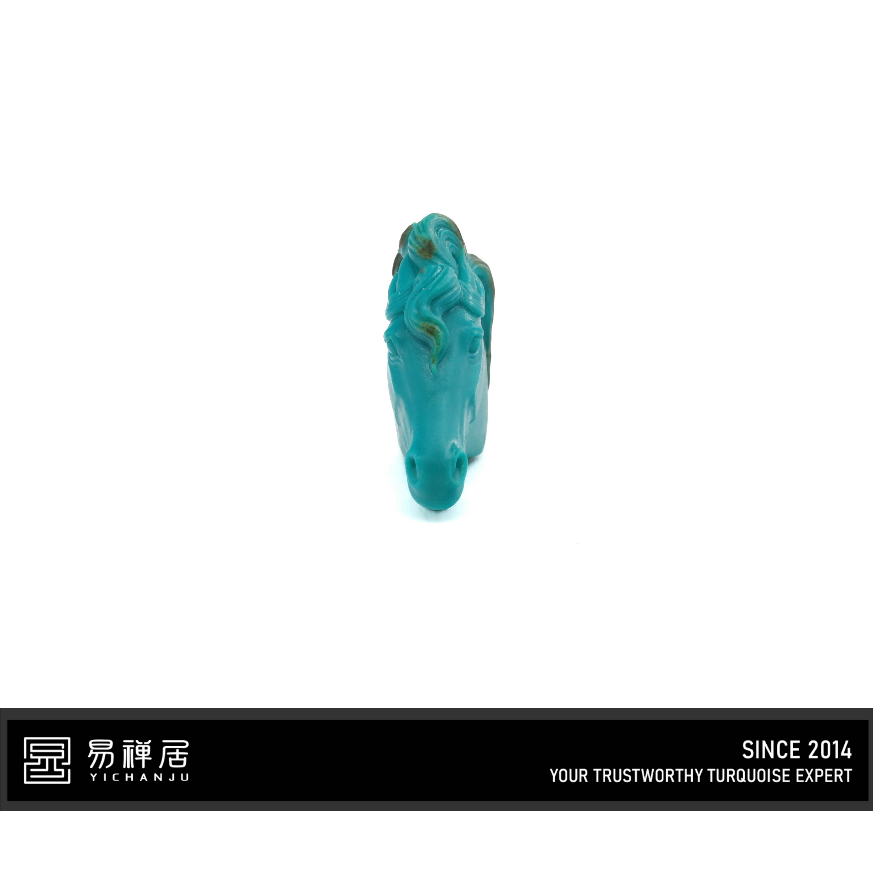 易禅居出品-原矿绿松石俏色巧雕「一马平川」