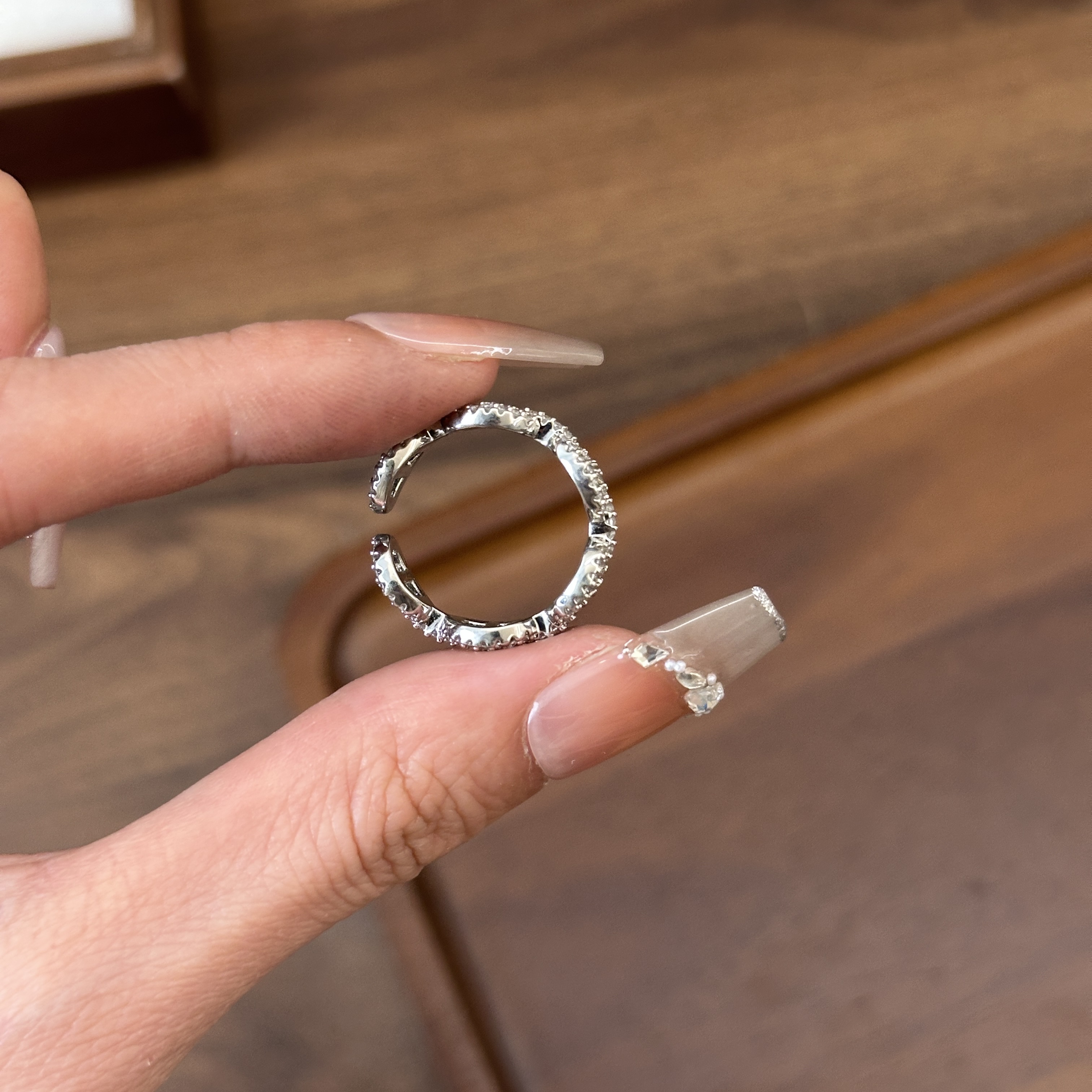 铜合金合成锆石戒指 CC2790 轻奢开口戒指