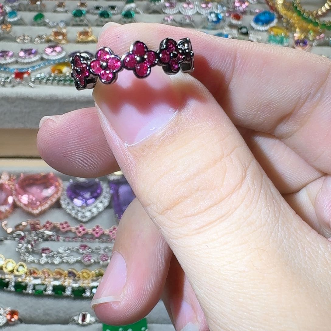 绿水晶戒指银S925镶嵌