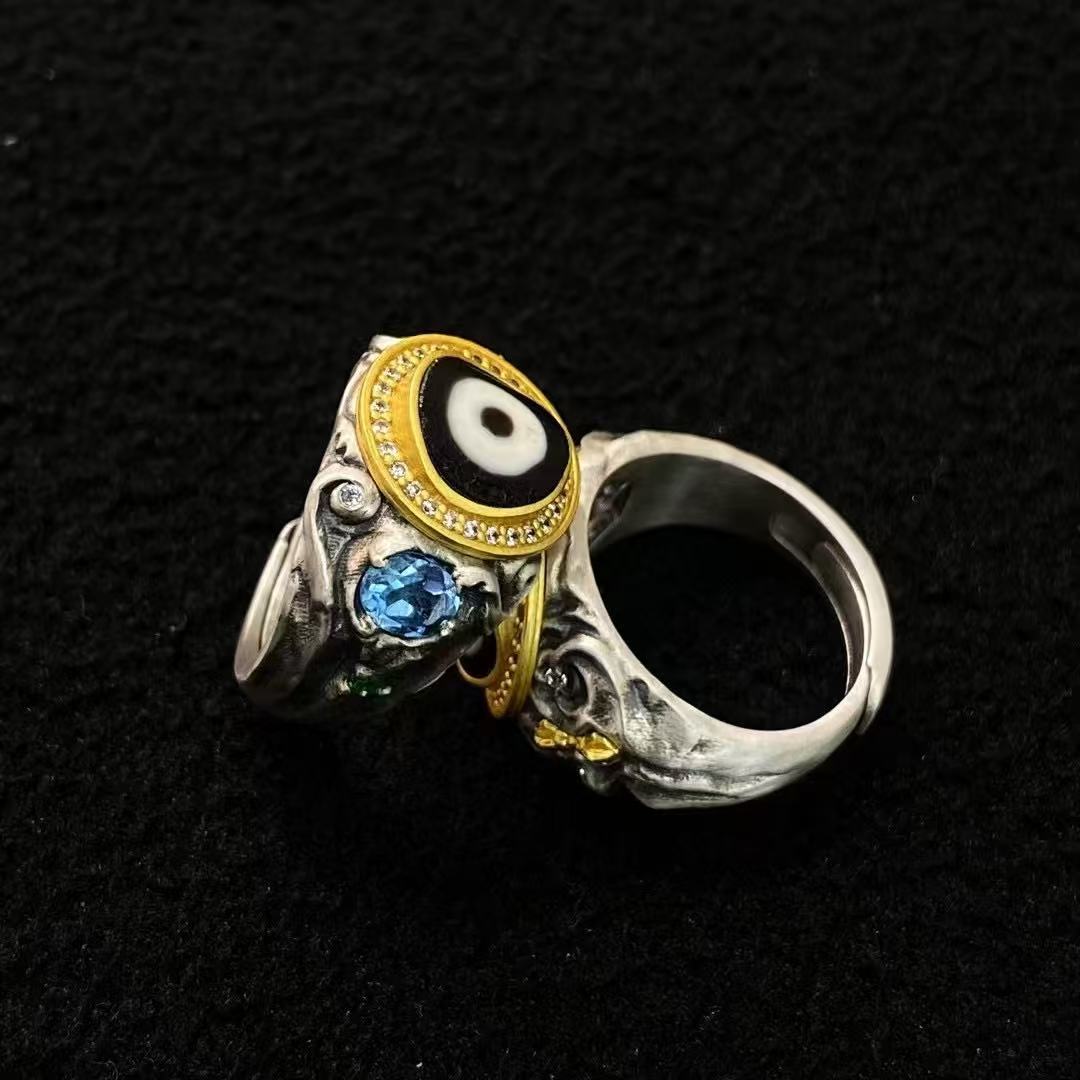 925银戒指 【传饰圣藏】多宝金刚杵戒指