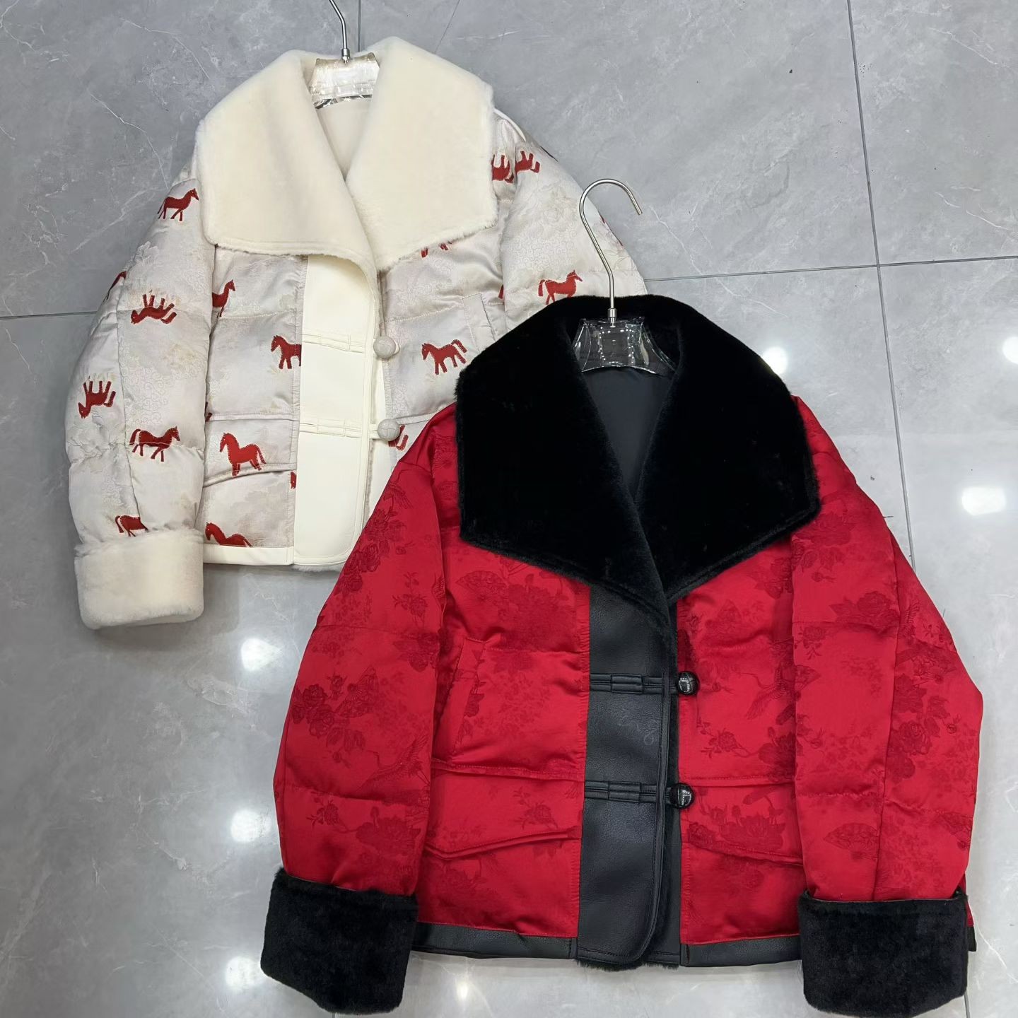 名媛家时尚精品欧货高版本皮毛一体新中式羽绒服