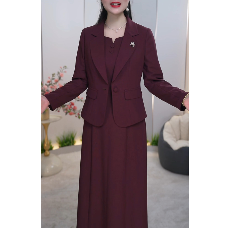 连衣裙2025新款女春秋季喜婆婆婚宴装妈妈礼服重要场合两件套裙子