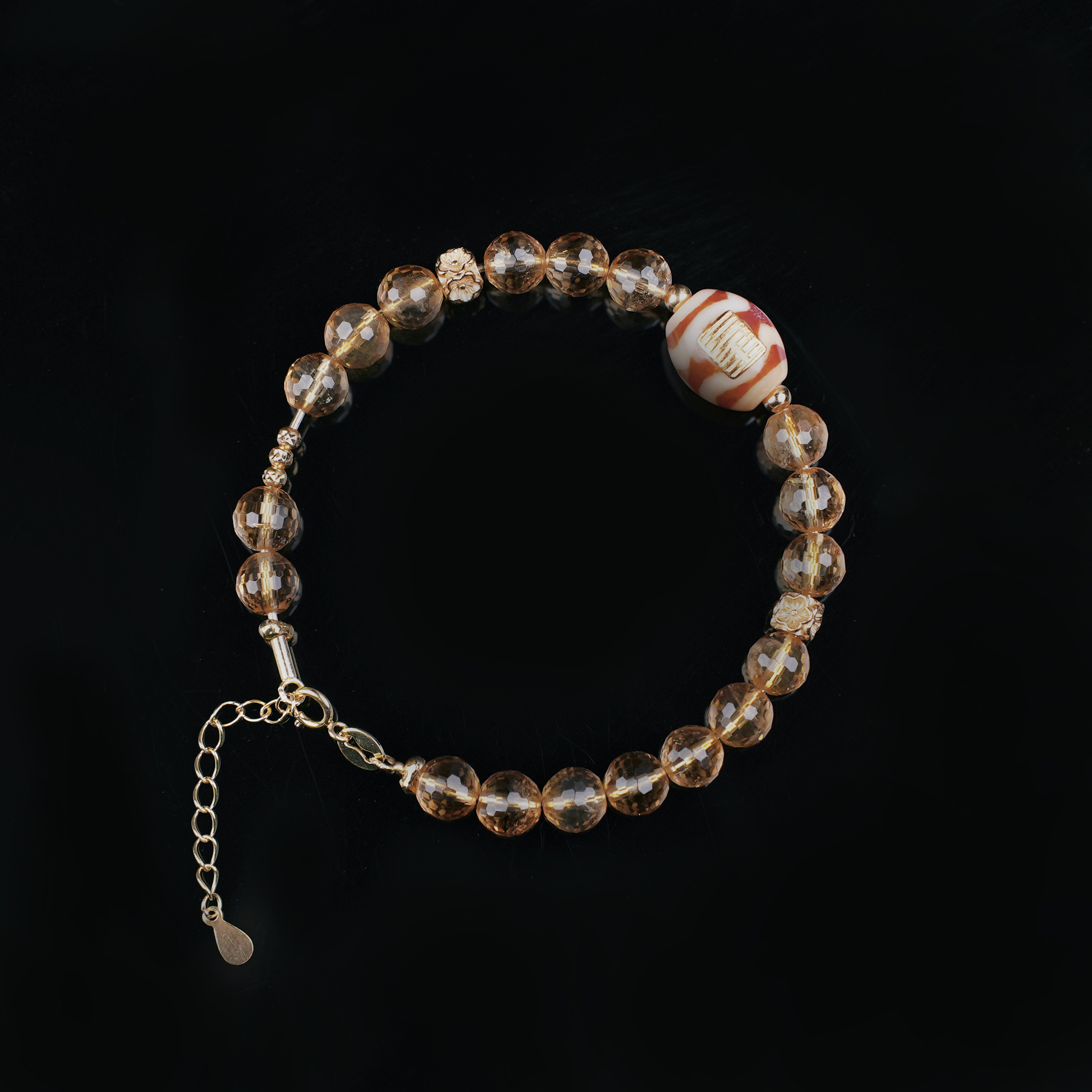 【清珞珠宝】黄水晶手链 S925银手环天珠