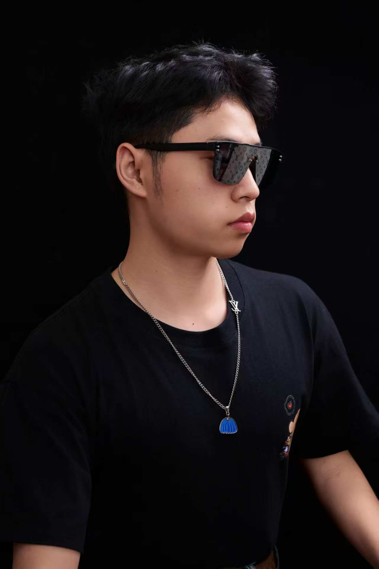 新款金属蓝色贝壳眼镜