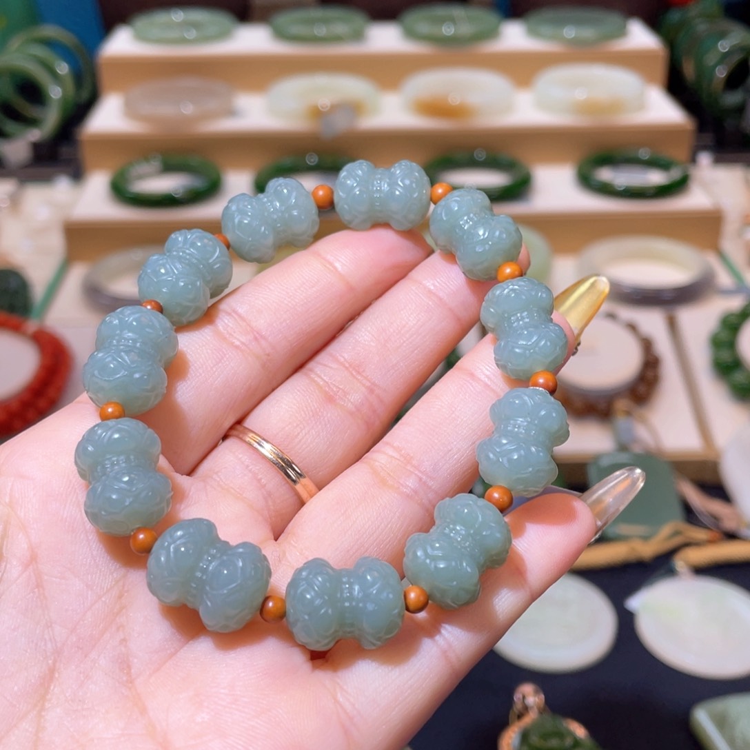 和田玉高品切莫蓝手串未镶嵌