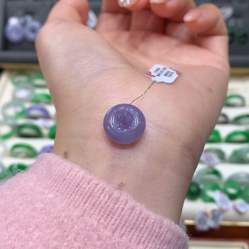 【闪购商品】翡翠戒指未镶嵌满冰紫平安扣