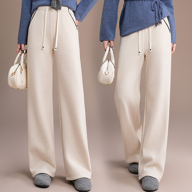 【羊毛蚕丝绒感糯米裤】Q弹亲肤 聚热锁温 慵懒高级 时尚阔腿裤B862