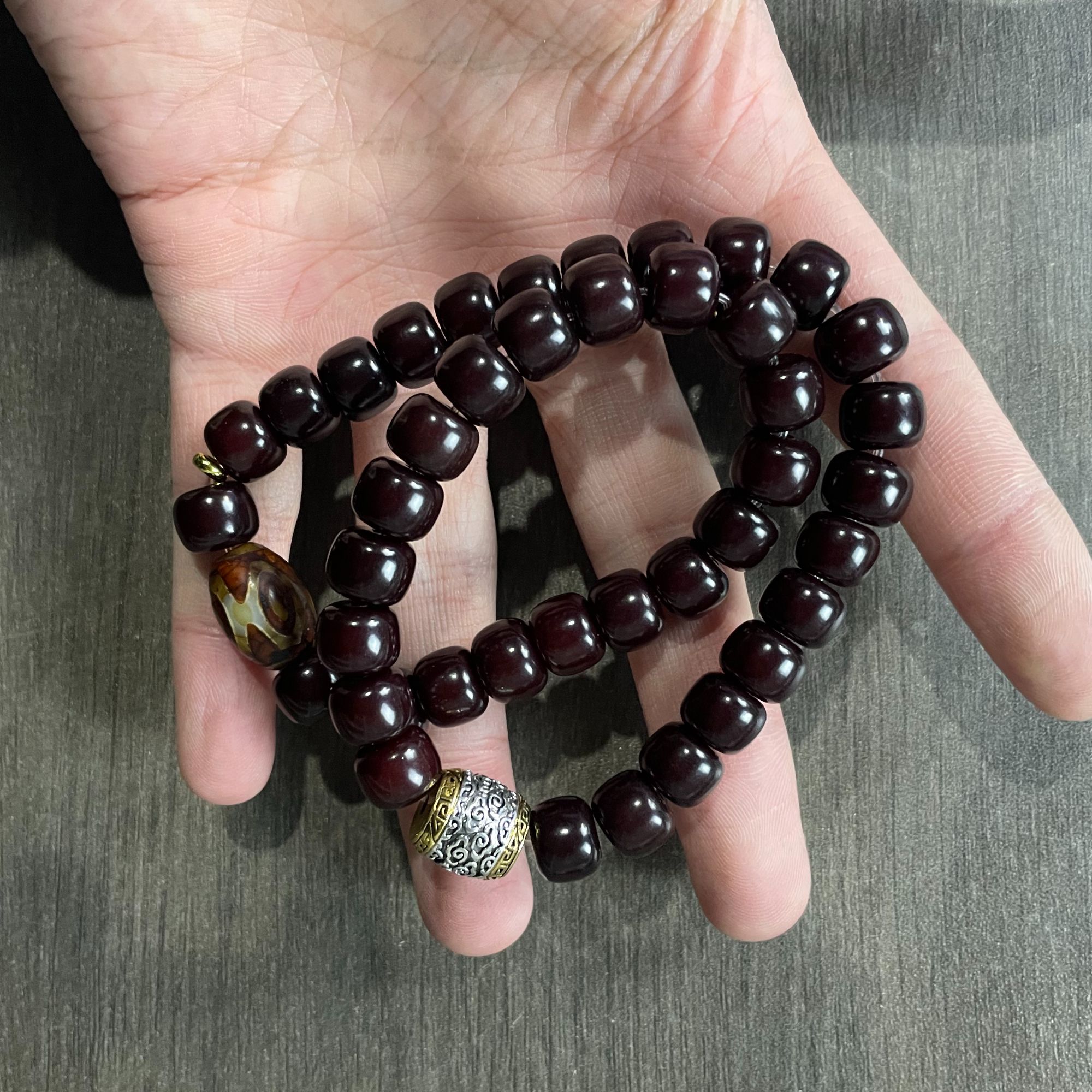 A97老料菩提卡1.0桶珠手持双圈