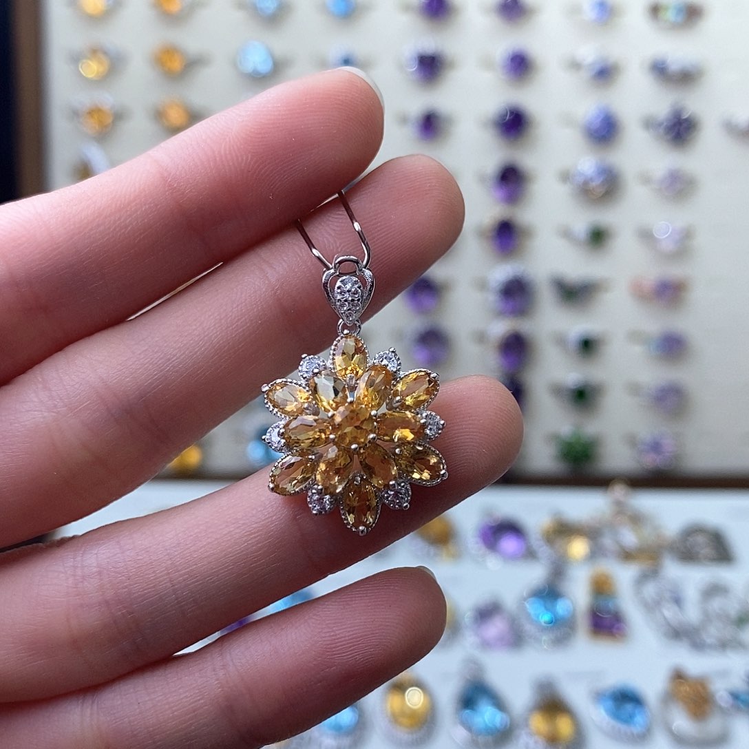 黄晶吊坠(不含链)银S925镶嵌（需要证书备注）