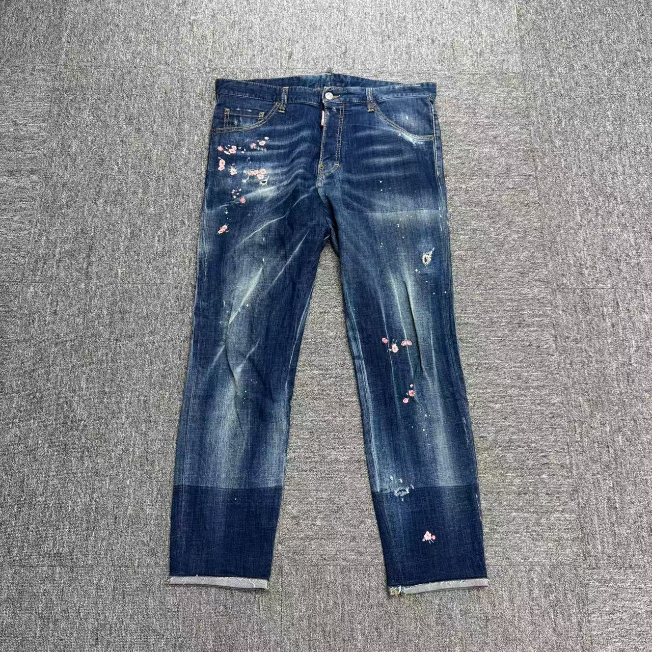 99新 maje DSQUARED2 泼漆做旧牛仔裤/52码/18156