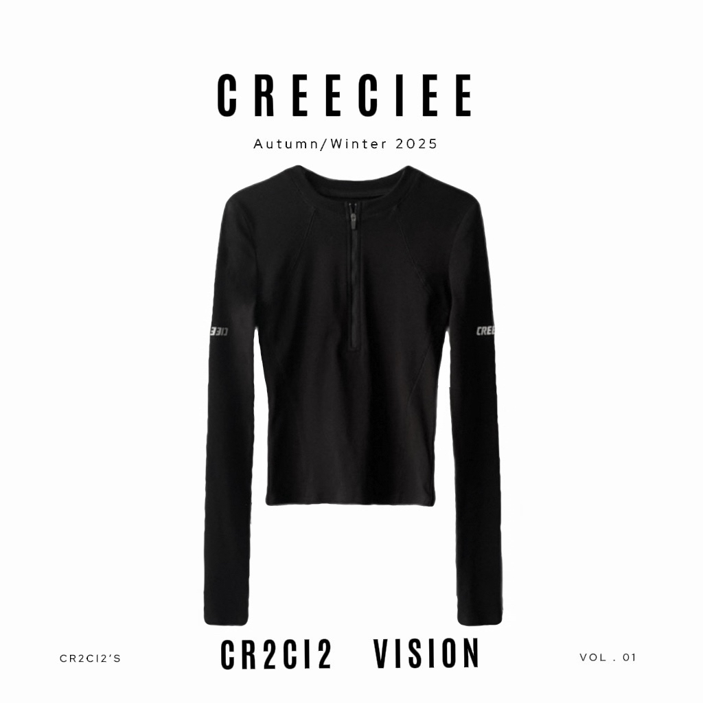 CREECIEE【高街T】｜秋冬长袖打底衫 拉链套头 设计款 小众T恤 25117