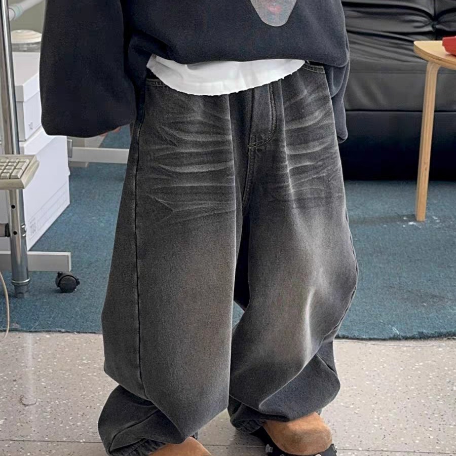 男童加绒牛仔裤秋冬款2025新款冬装加厚一体绒儿童裤子男孩休闲裤