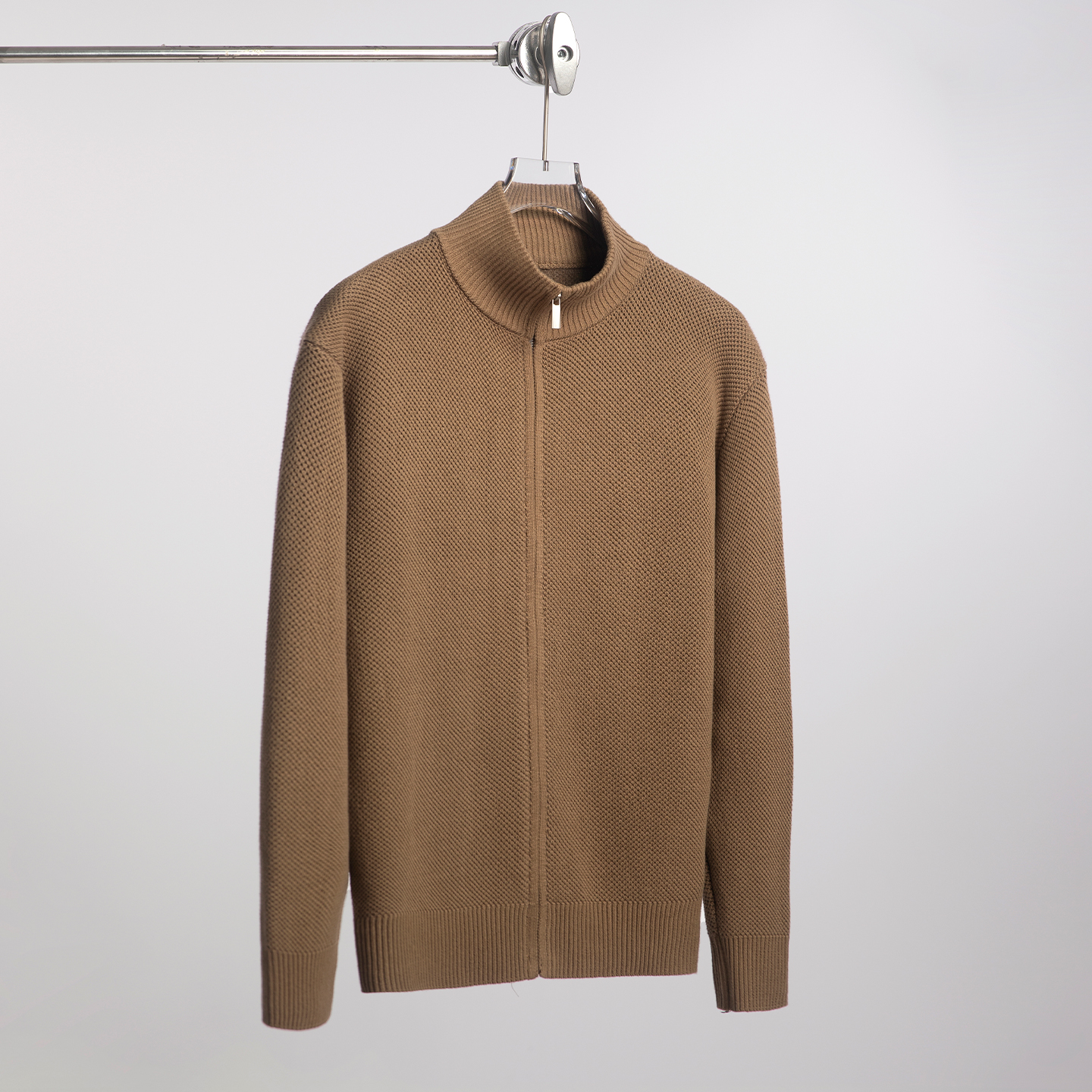 宾寻BINXUN男士纯棉立领针织开衫外套春秋季新款高级感帅气毛衣