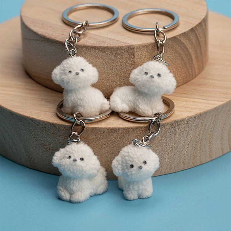 挂饰树脂可爱包包小狗挂件汽车卡通植绒立体挂件钥匙扣钥匙链