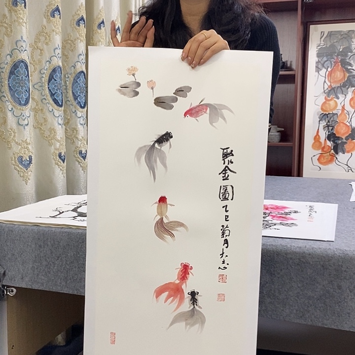 国画纯手绘国画写意作品34*68