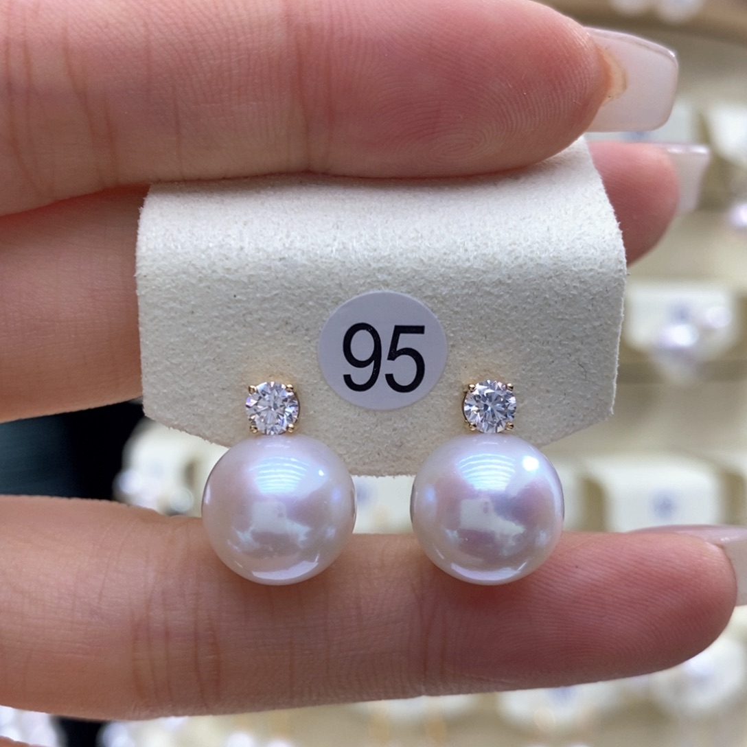 淡水珍珠耳饰18K金镶嵌