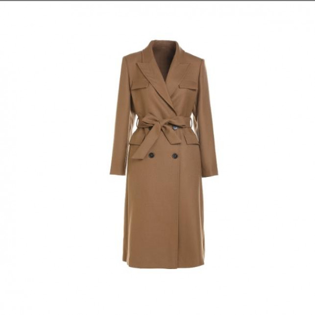 L·W/画而诗秋冬新款精致双排扣长款羊毛外套LBD91201