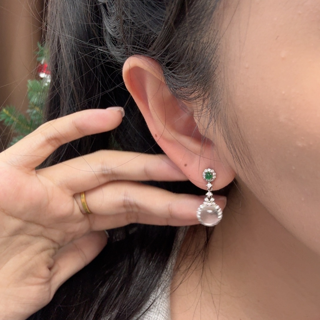 石英质玉银S925镶嵌颈饰