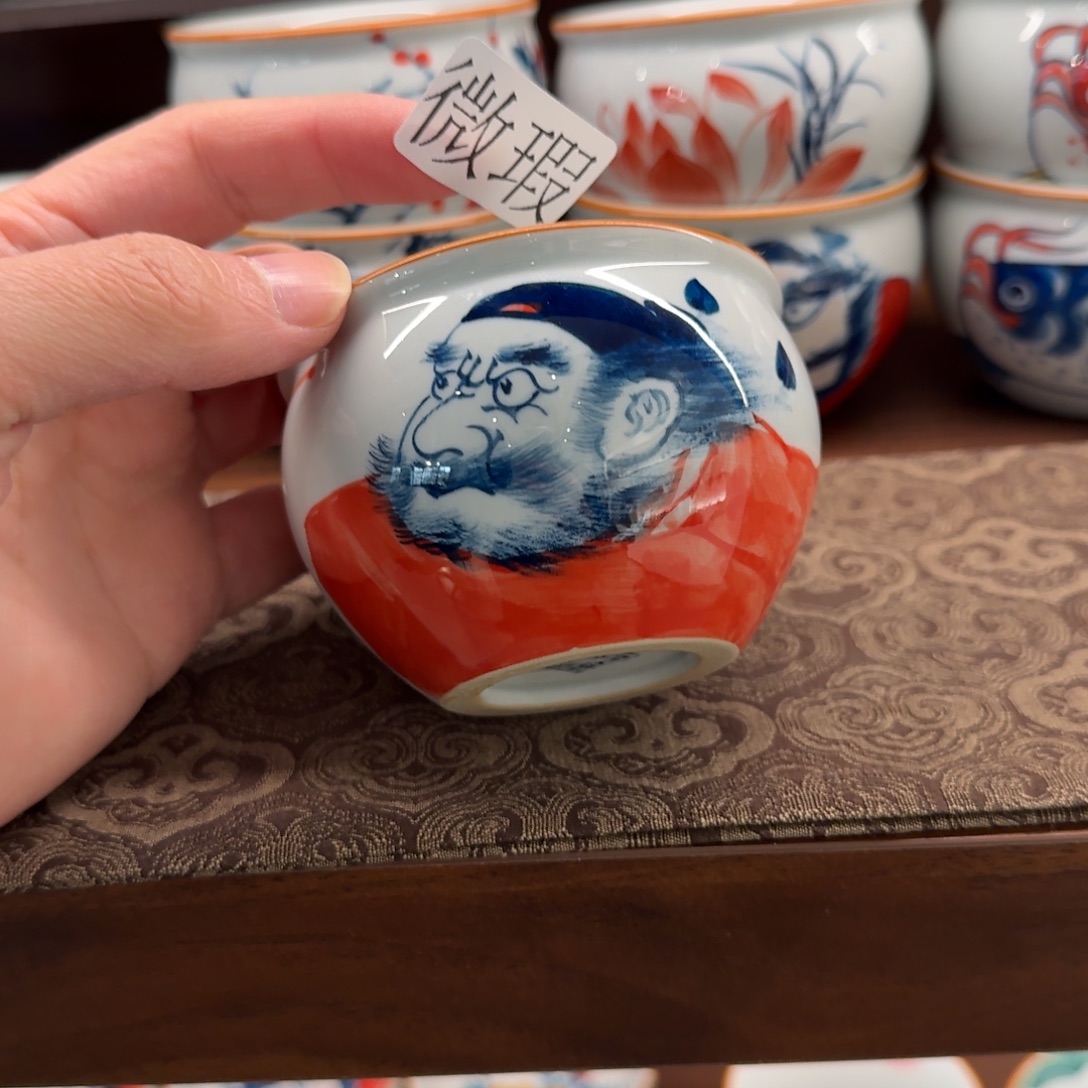 1***0釉下手绘茶具微瑕