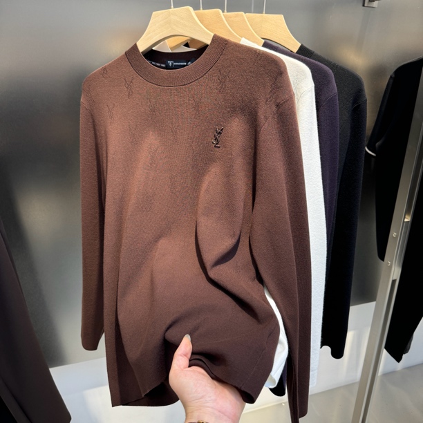 高品质男士欧货提花烫钻时尚洋气针织长袖