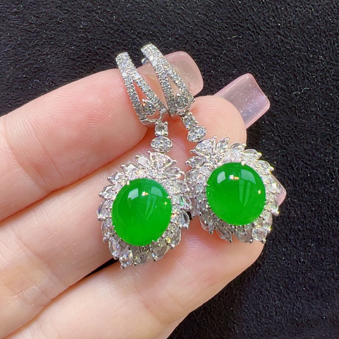 翡翠耳饰18K金镶嵌J***y耳坠