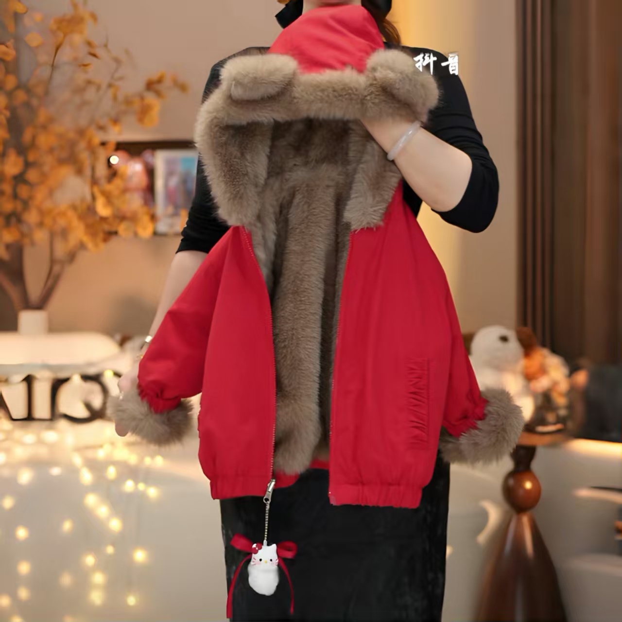 米小逗YT女童双面穿派克服外套秋冬款2025新款洋气绒女宝童装m195