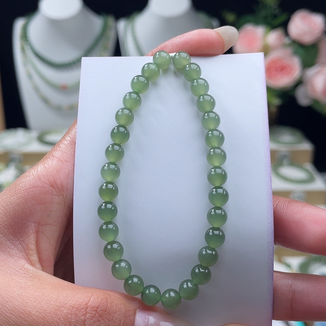 高***子和田玉未镶嵌手链拍3发1