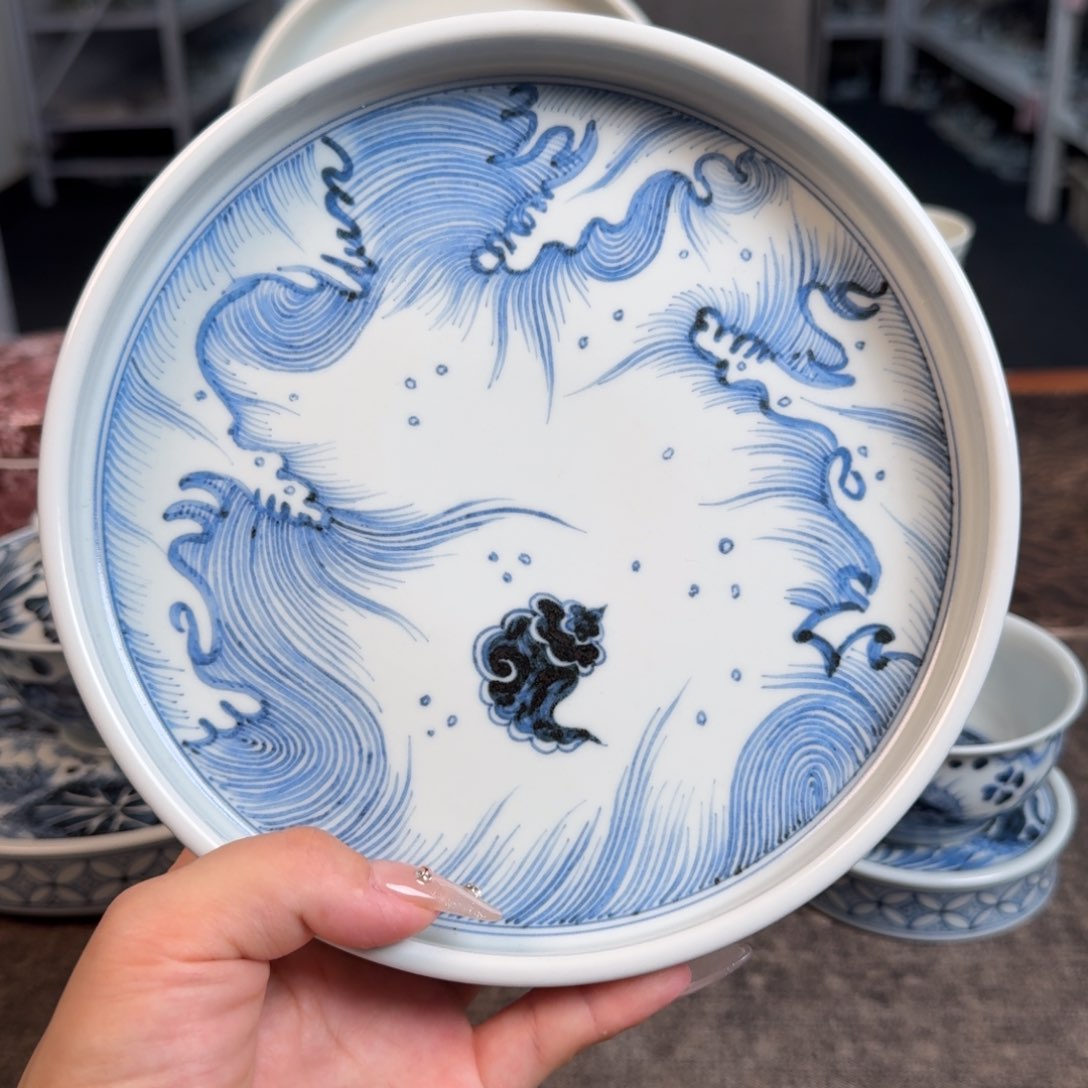 丰良手工手绘海水壶承微瑕