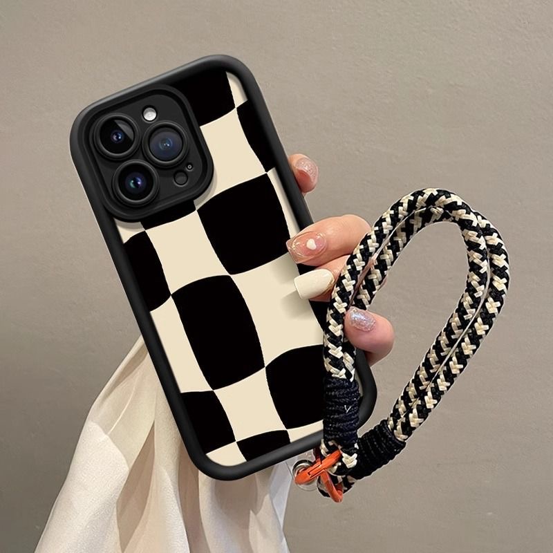 黑白格适用苹果iphone小米15/14/13promax防摔vivo华为oppo手机壳