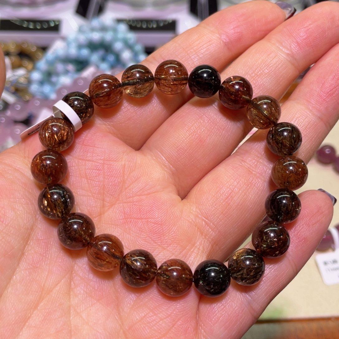 水晶手链未镶嵌9mm黑金骨干