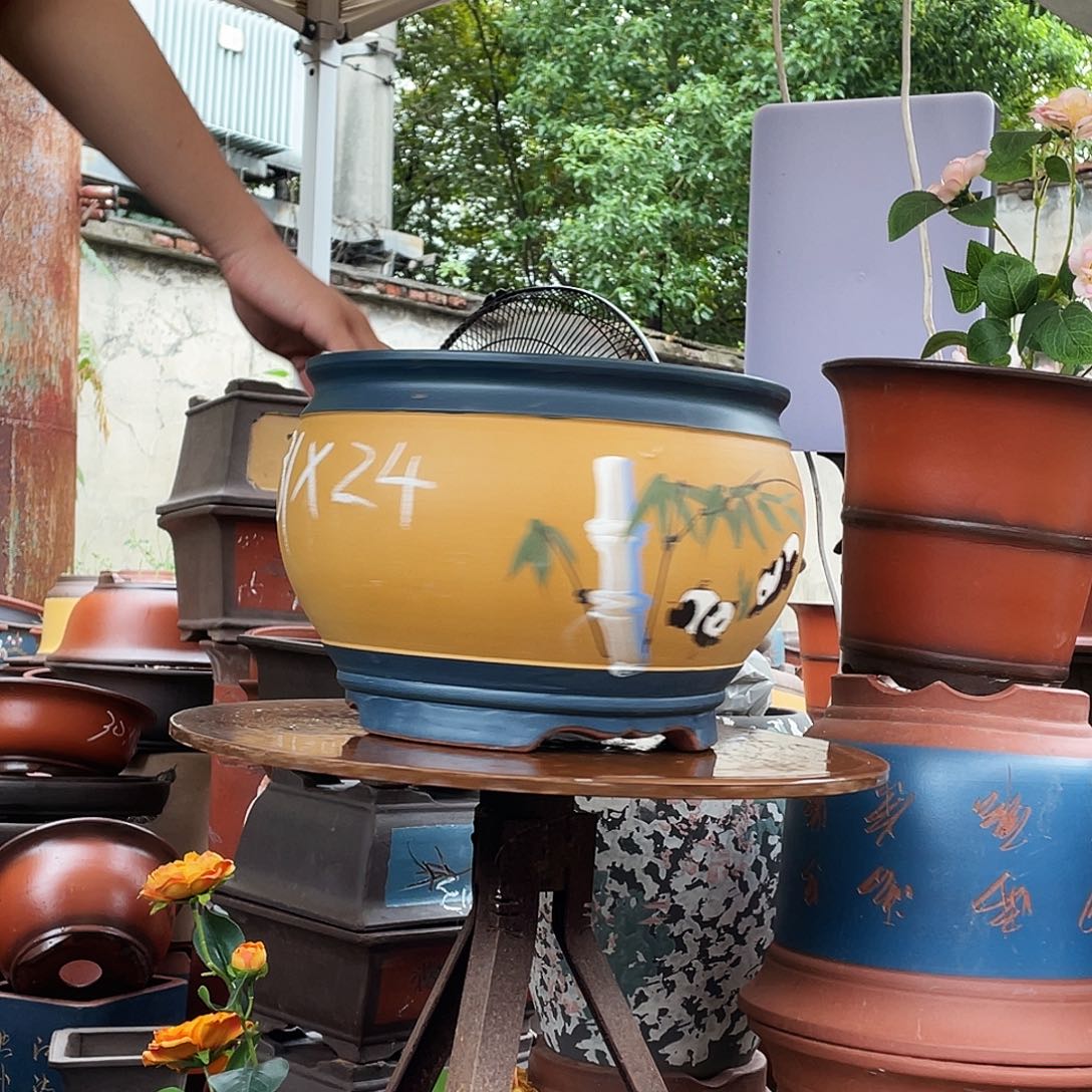 蓝黄鱼缸熊猫大花盆花盆花盆