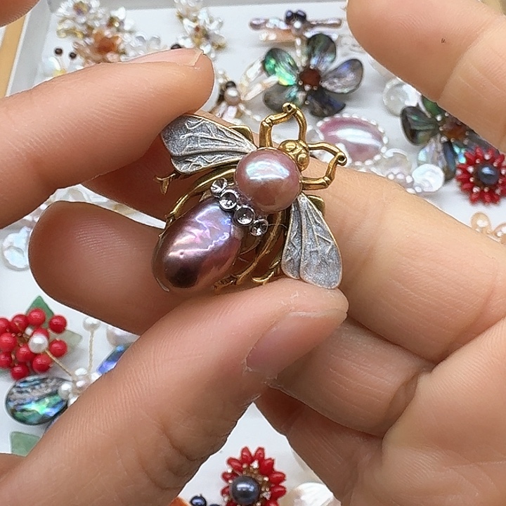 淡水珍珠胸饰银S925镶嵌