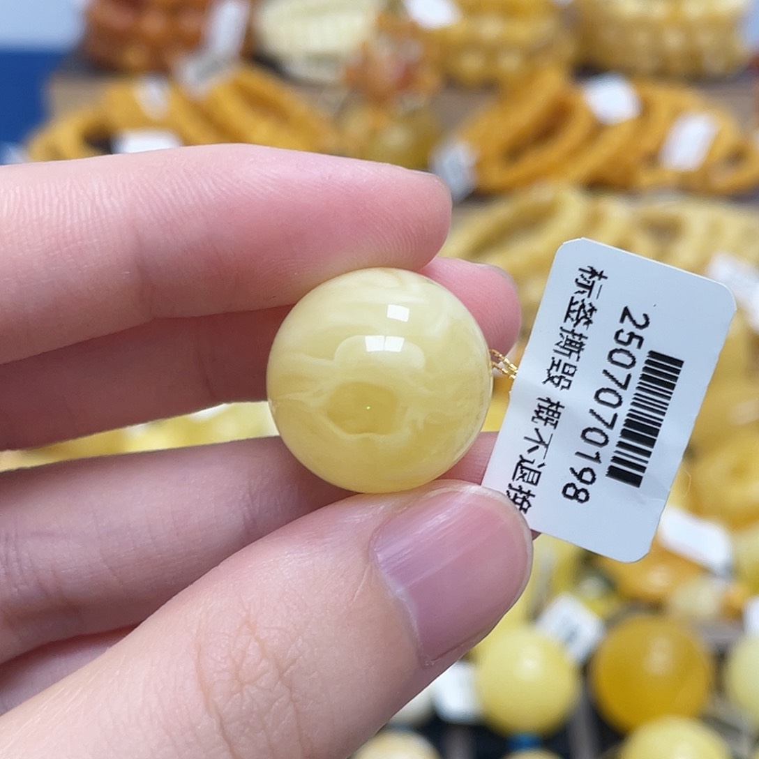 蜜蜡未镶嵌珠宝奇石圆珠满蜜虎皮妖花天眼19m m