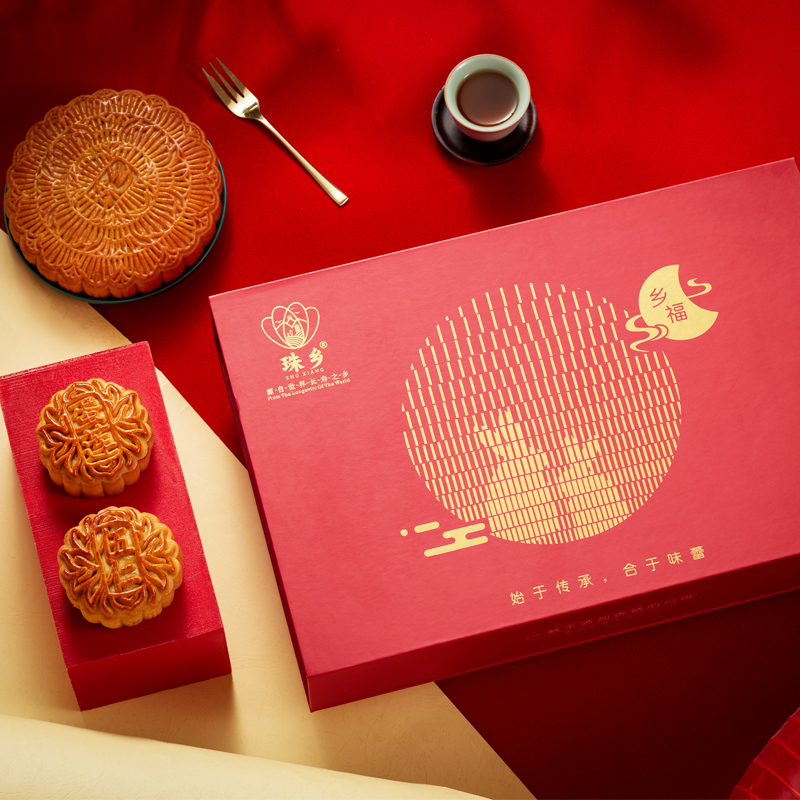 广西大月饼广式五仁火腿叉烧蛋莲果蓉传统中秋礼盒装乡福750g