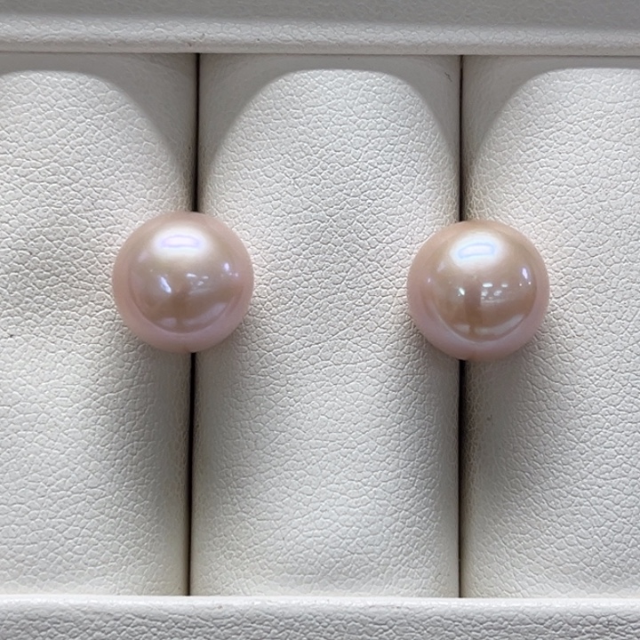 耳饰银S925镶嵌淡水珍珠淡水无核 10-11mm 164号