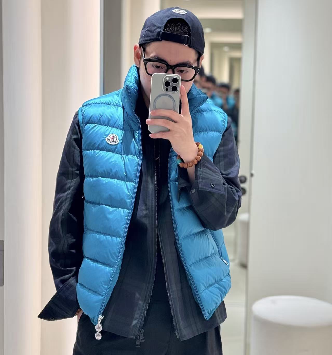 未使用 MONCLER 盟可睐蒙口/GG/tibb男士蓝色羽绒马甲 福利款