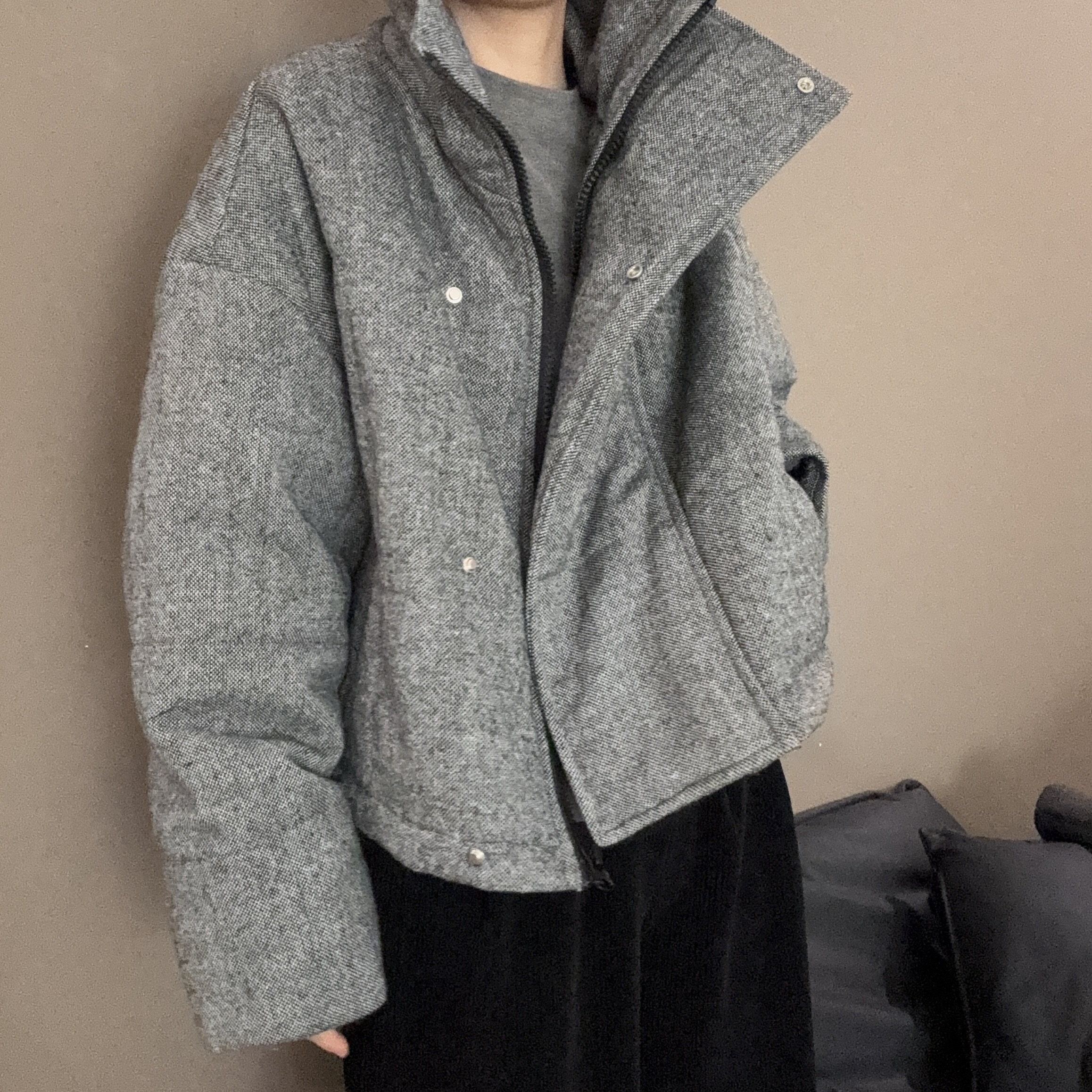 立领短款棉服时尚百搭高级感肯豆风面包服外套-25203