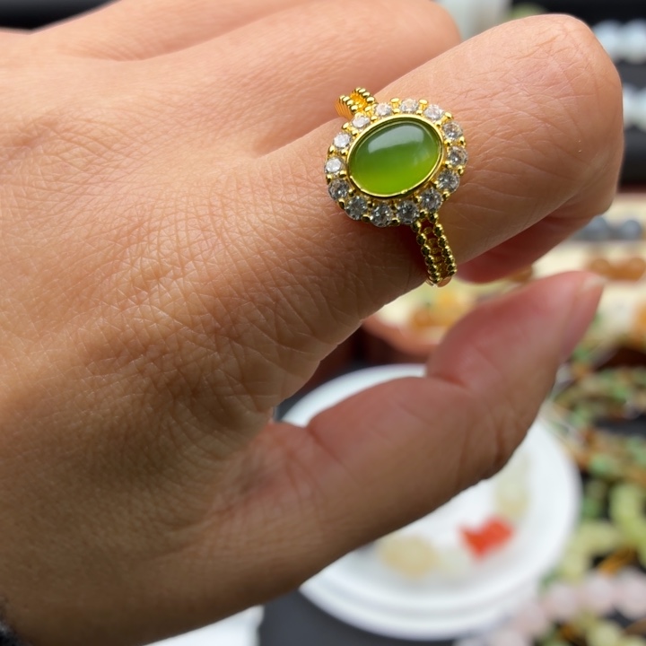 和田玉（糖玉）合金戒指