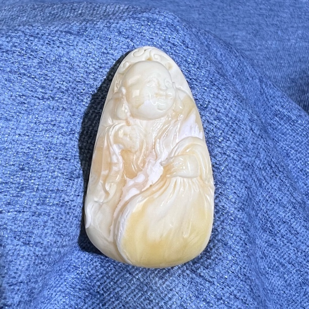 弥勒佛笑佛大肚佛布袋佛招财佛像天然白蜜蜡吊坠挂件