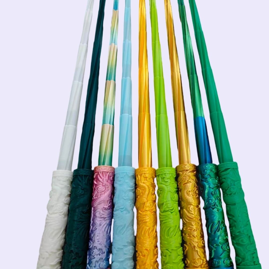 热销3D伸缩祥云盘龙剑龙纹浮雕手柄炫彩圆柱柄解压玩具