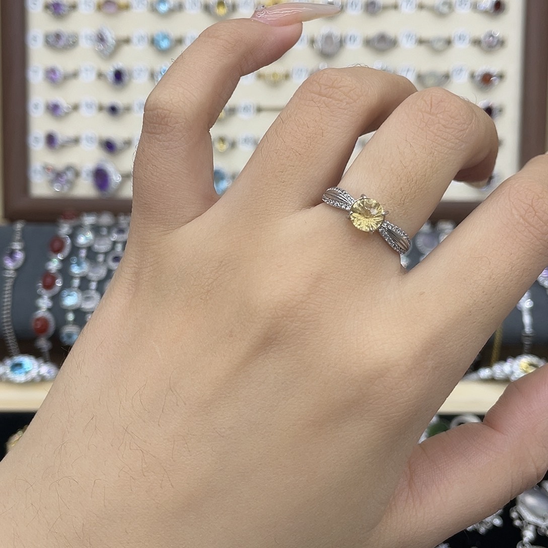 戒指银S925镶嵌黄晶