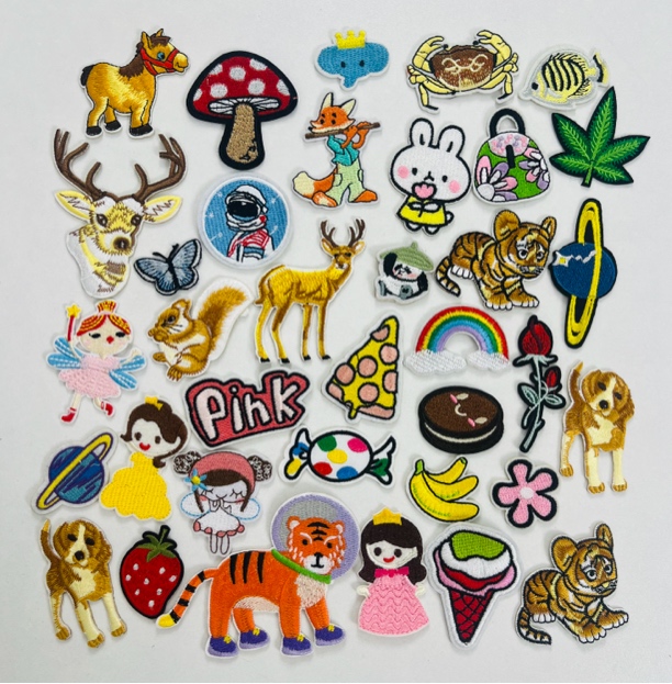 001～100号付款直播链接卡通刺绣布贴烫画热熔背胶自粘胶图案辅料