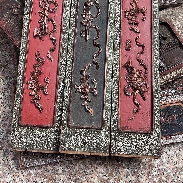 青****香榧木3片老木雕花板