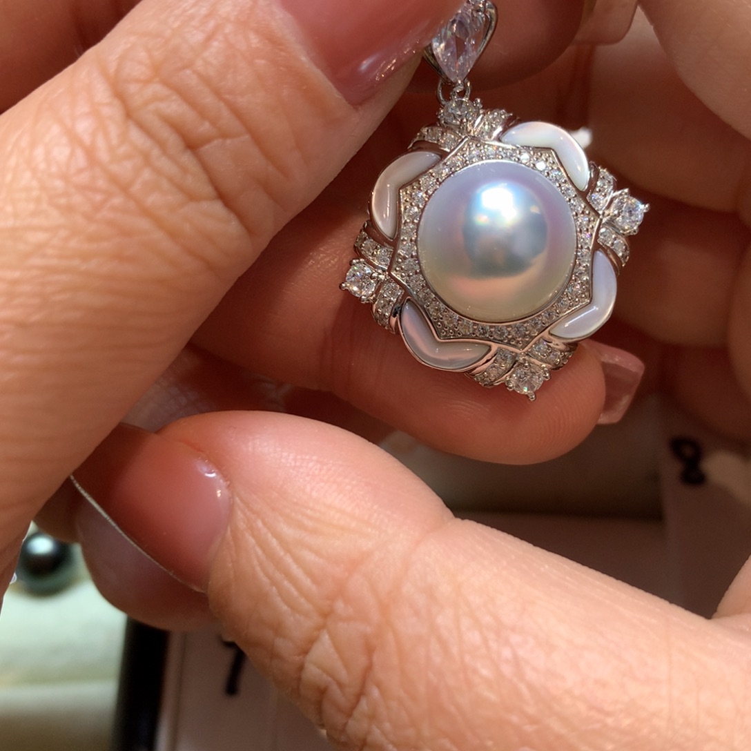 海水珍珠颈饰银S925镶嵌