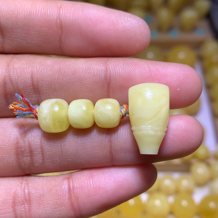 蜜蜡裸石未镶嵌天然俄料浓白花蜜蜡套装8-10.5